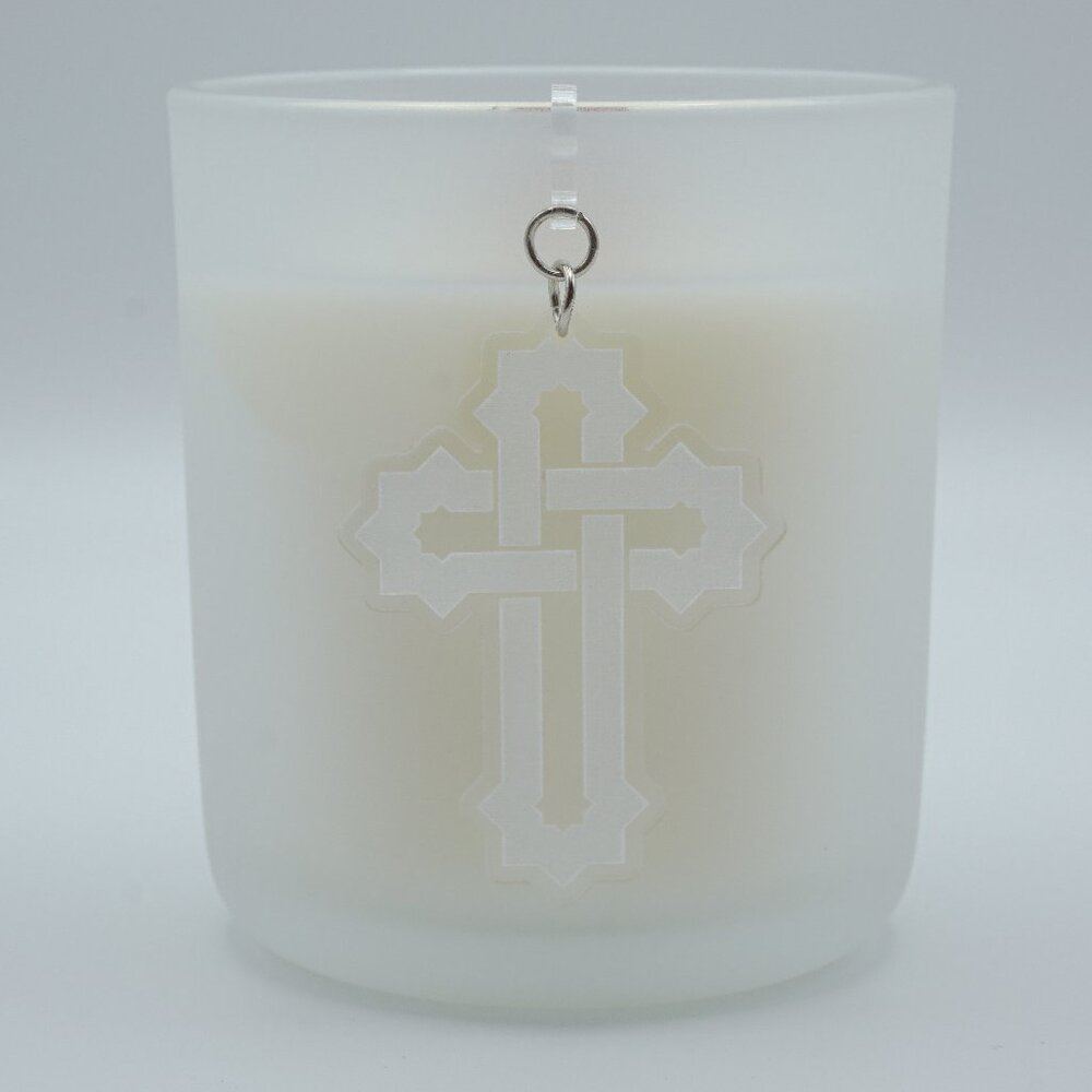 Etched Acrylic Cross Candle Charm | Elegant Candle Jewelry